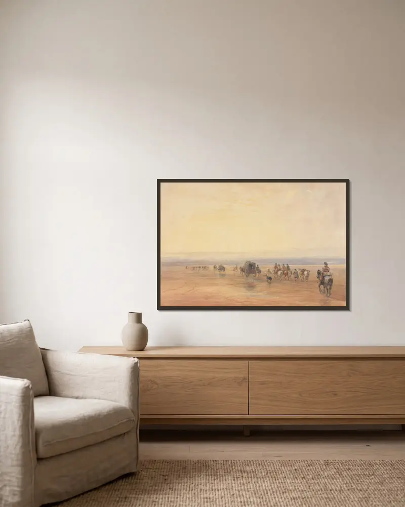 Crossing Lancaster Sands av David Cox inramad på en vägg