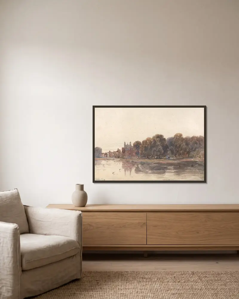 Eton from the Thames av David Cox inramad på en vägg