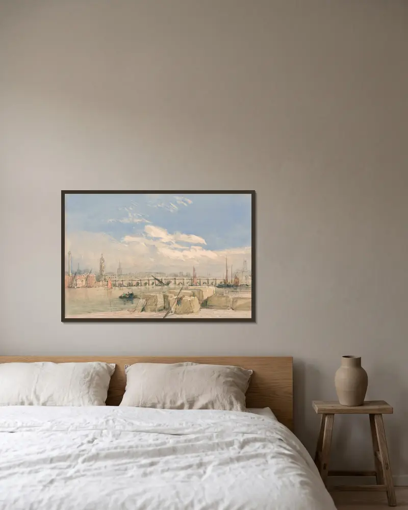 London Bridge av David Cox inramad på en vägg