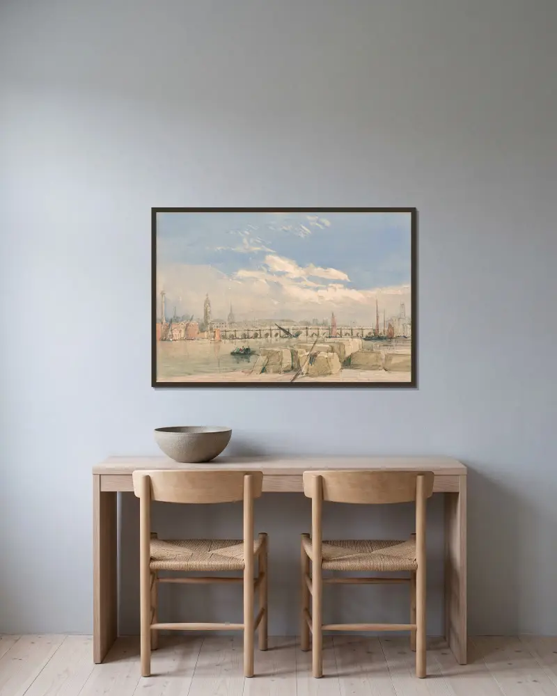 London Bridge av David Cox inramad på en vägg