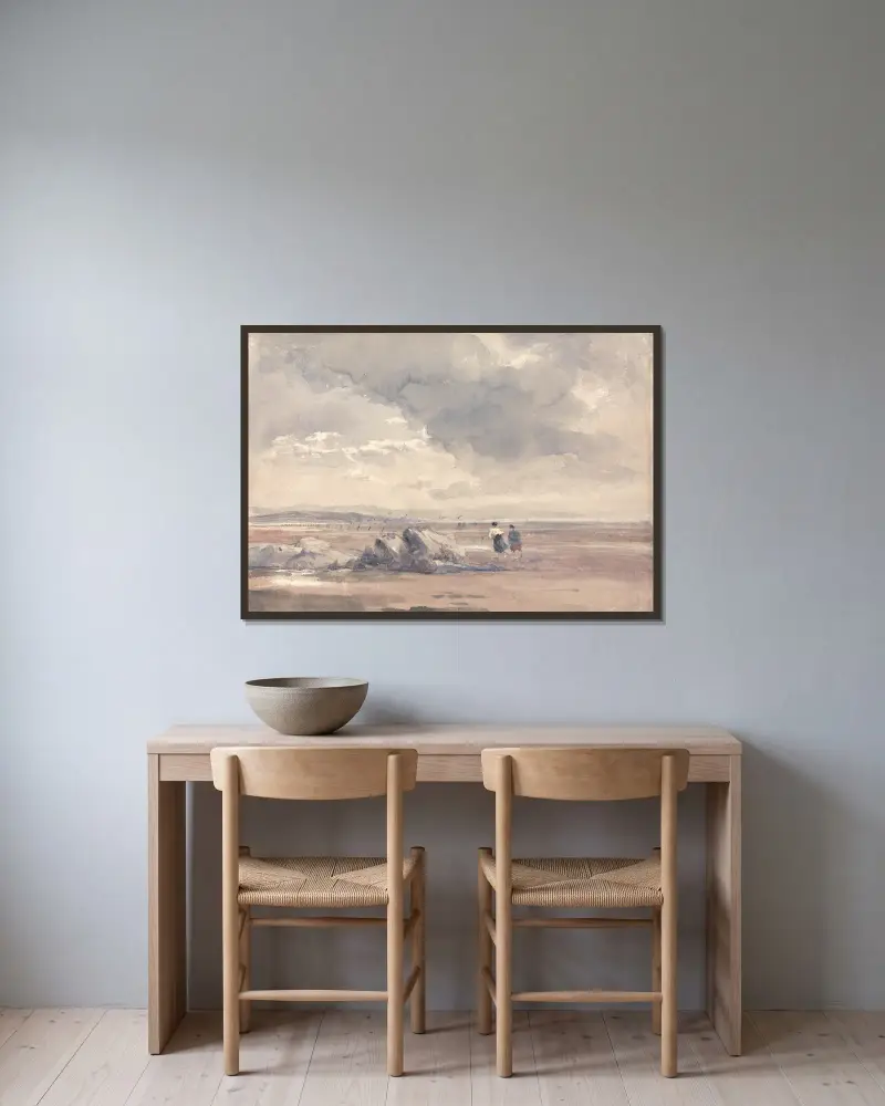 Bei Ebbe auf den Lancaster-Sandbänken von David Cox gerahmt an einer Wand