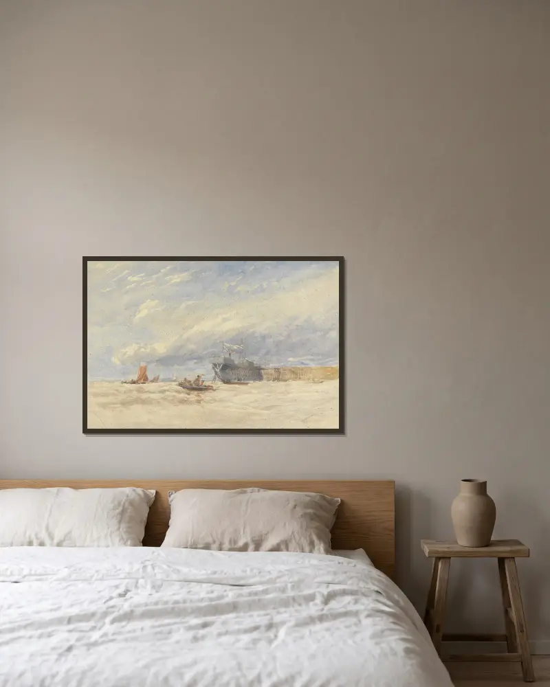 On the Medway av David Cox inramad på en vägg