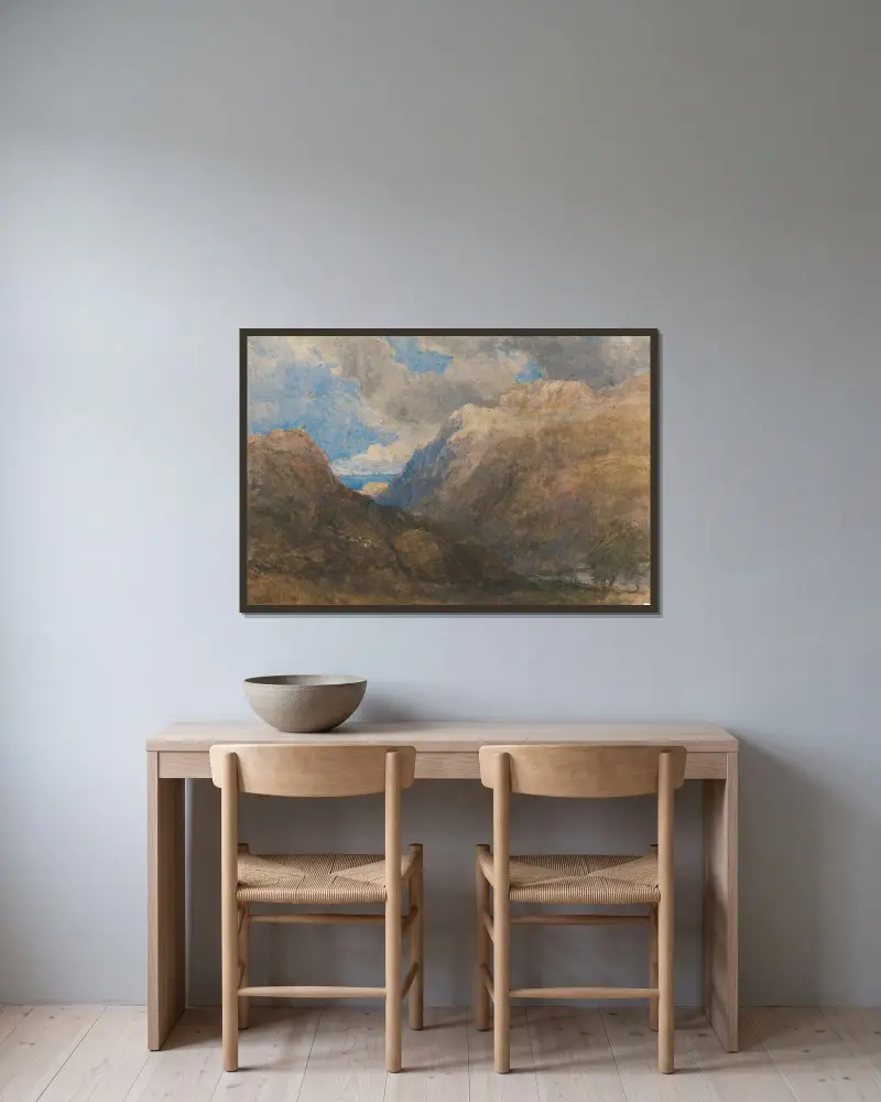 Penmanmawr av David Cox inramad på en vägg