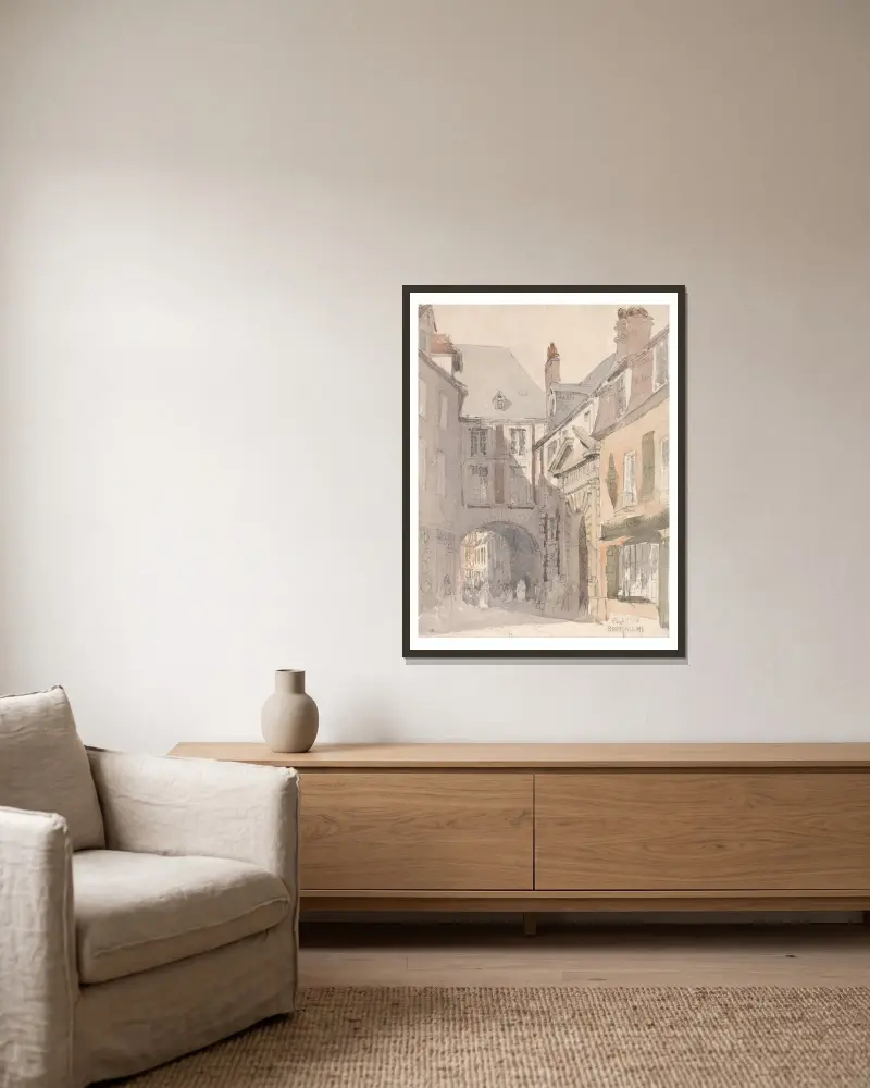 Place St. Barthélemy, Rouen av David Cox inramad på en vägg