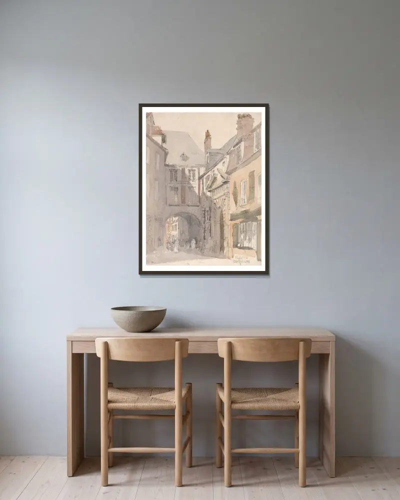 Place St. Barthélemy, Rouen av David Cox inramad på en vägg