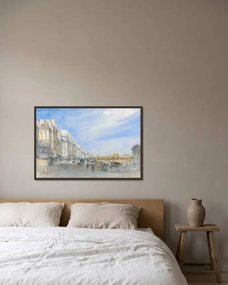 Pont Neuf från Quai de l’Ecole, Paris av David Cox inramad på en vägg