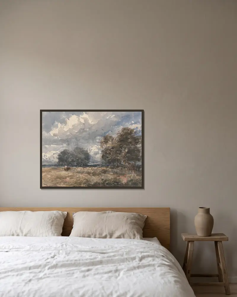 Pasterz ze stadem, wietrzny dzień, David Cox w ramie na ścianie