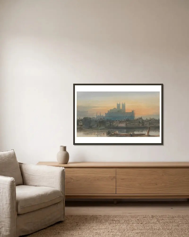 Westminster from Lambeth av David Cox inramad på en vägg
