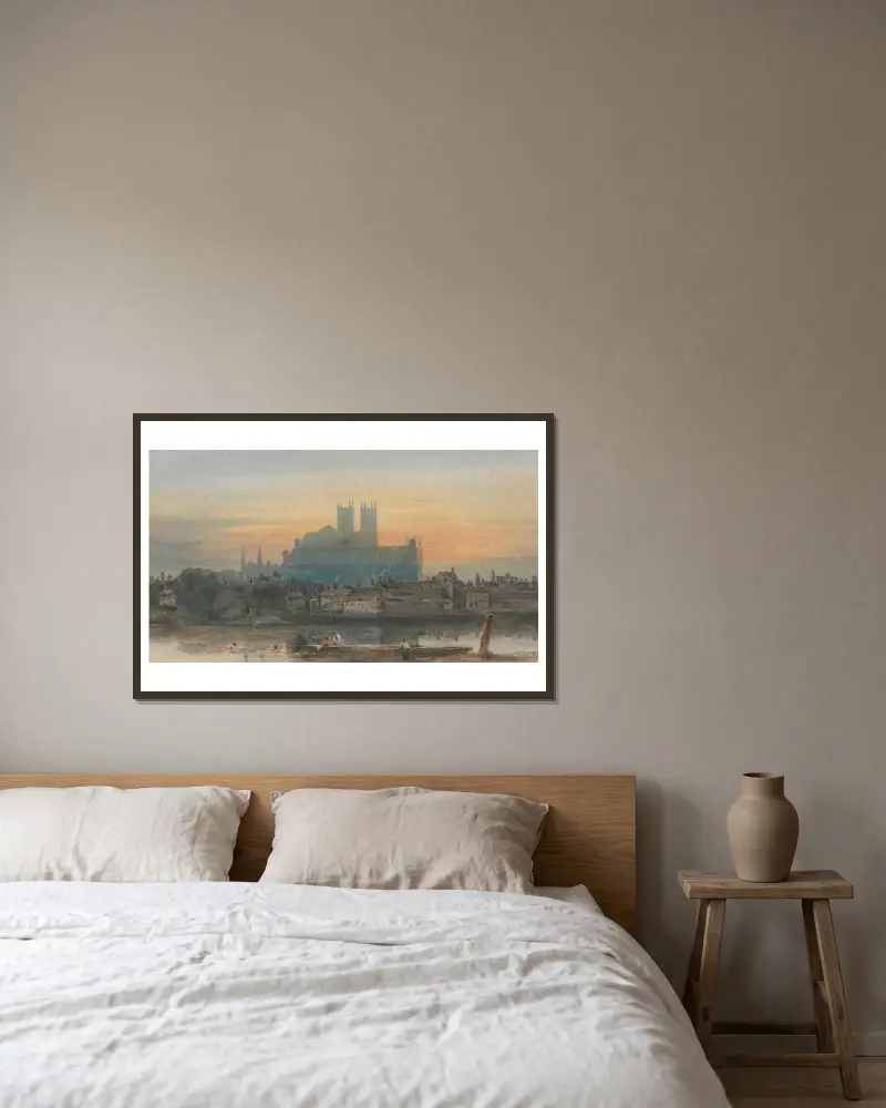 Westminster from Lambeth av David Cox inramad på en vägg