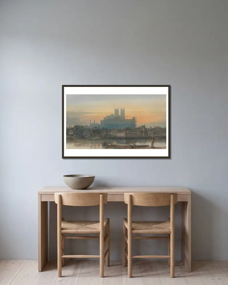 Westminster from Lambeth av David Cox inramad på en vägg