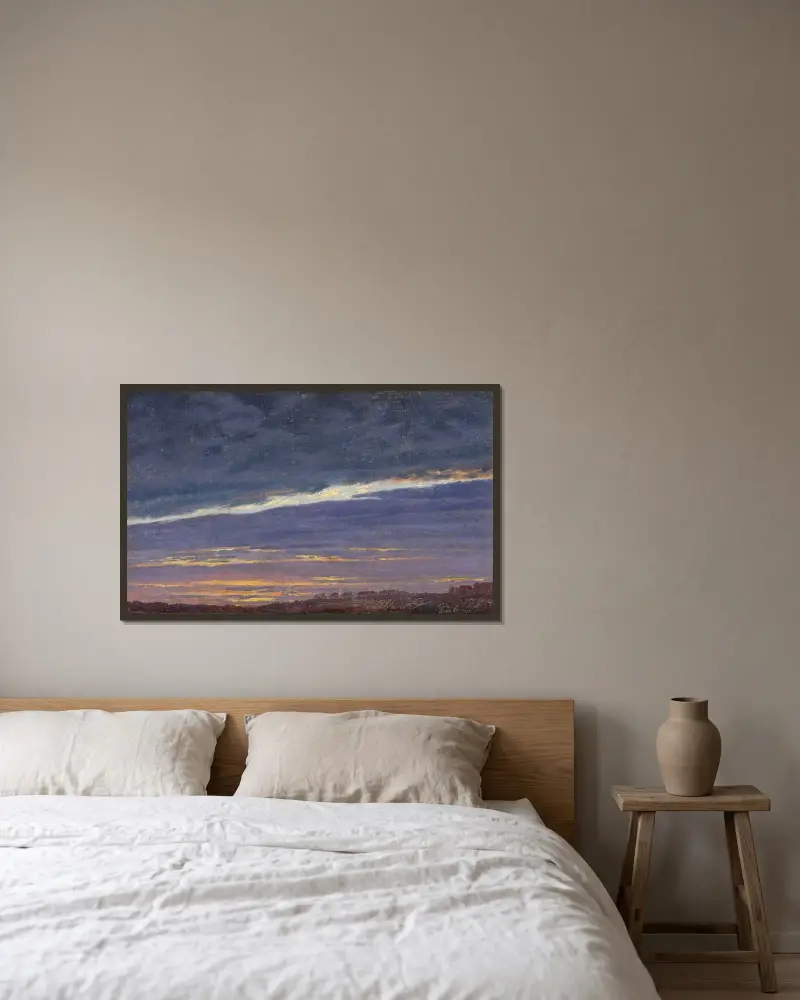 Aftonhimmel med moln av Caspar David Friedrich inramad på en vägg