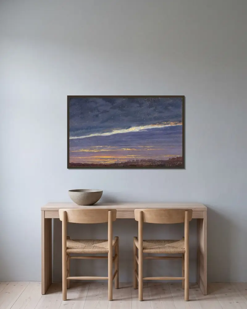 Aftonhimmel med moln av Caspar David Friedrich inramad på en vägg