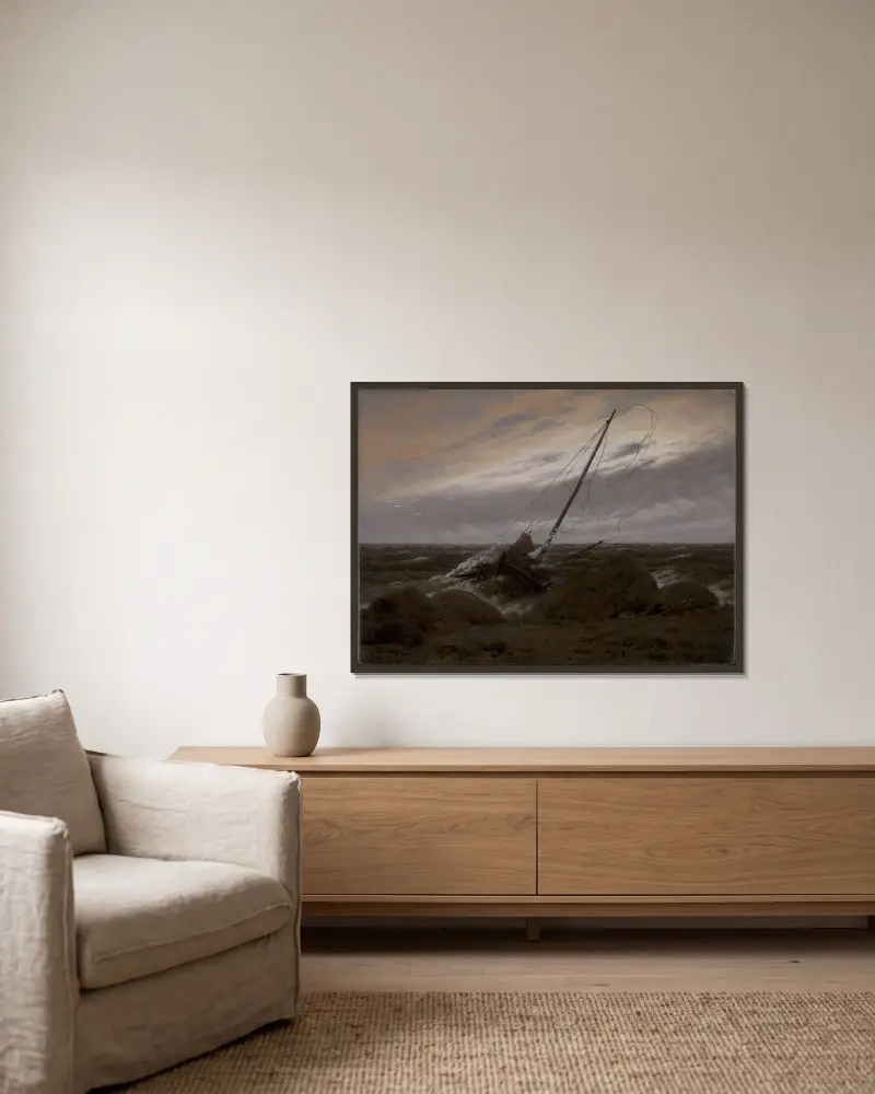 Efter stormen av Caspar David Friedrich inramad på en vägg
