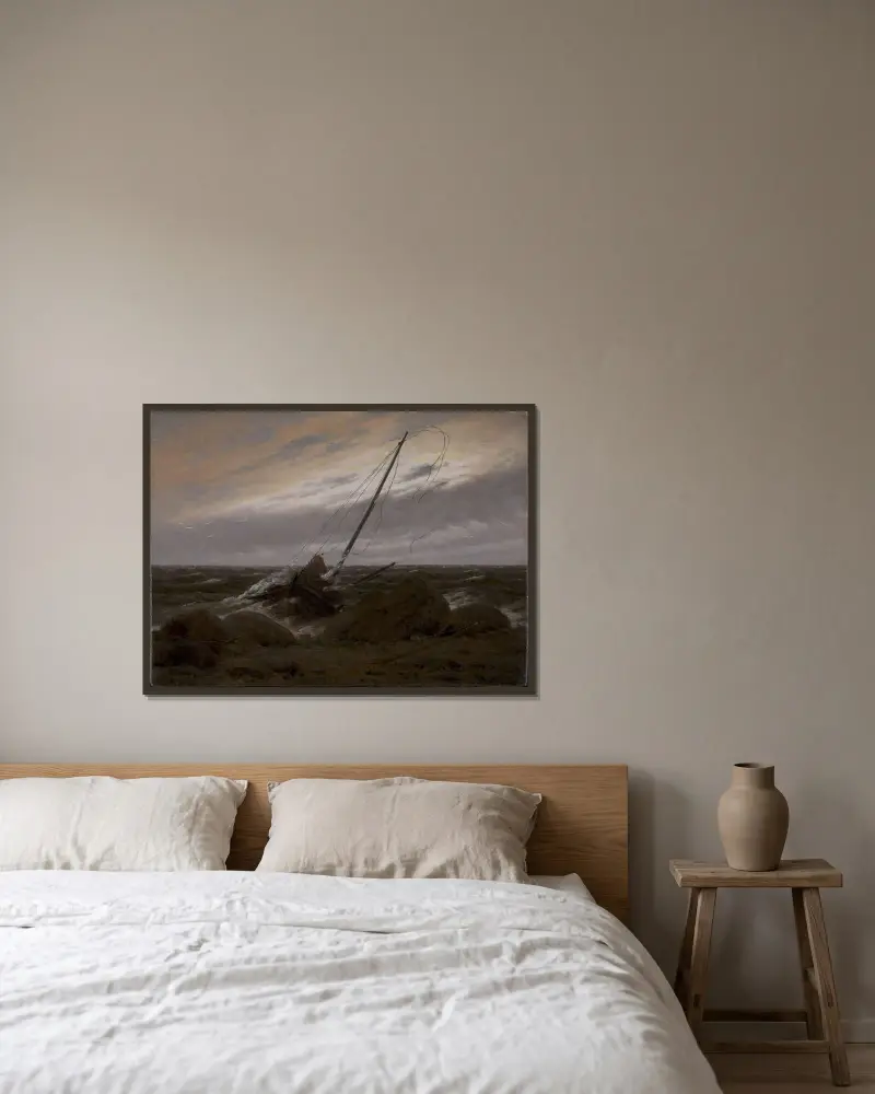 Efter stormen av Caspar David Friedrich inramad på en vägg