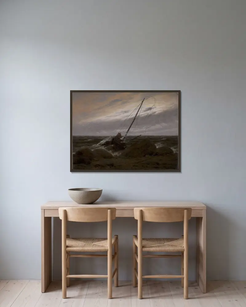 Efter stormen av Caspar David Friedrich inramad på en vägg