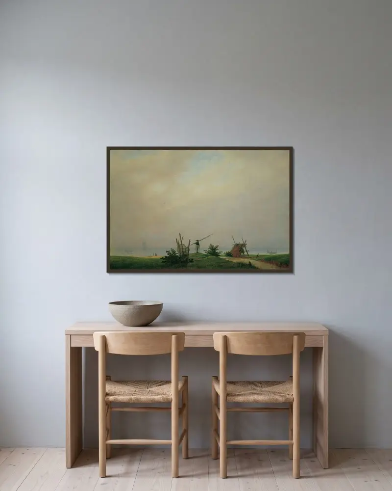 Havsstrand med fiskare av Caspar David Friedrich inramad på en vägg