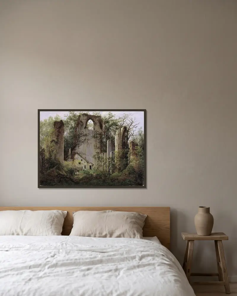 Klosterruinen Eldena av Caspar David Friedrich inramad på en vägg