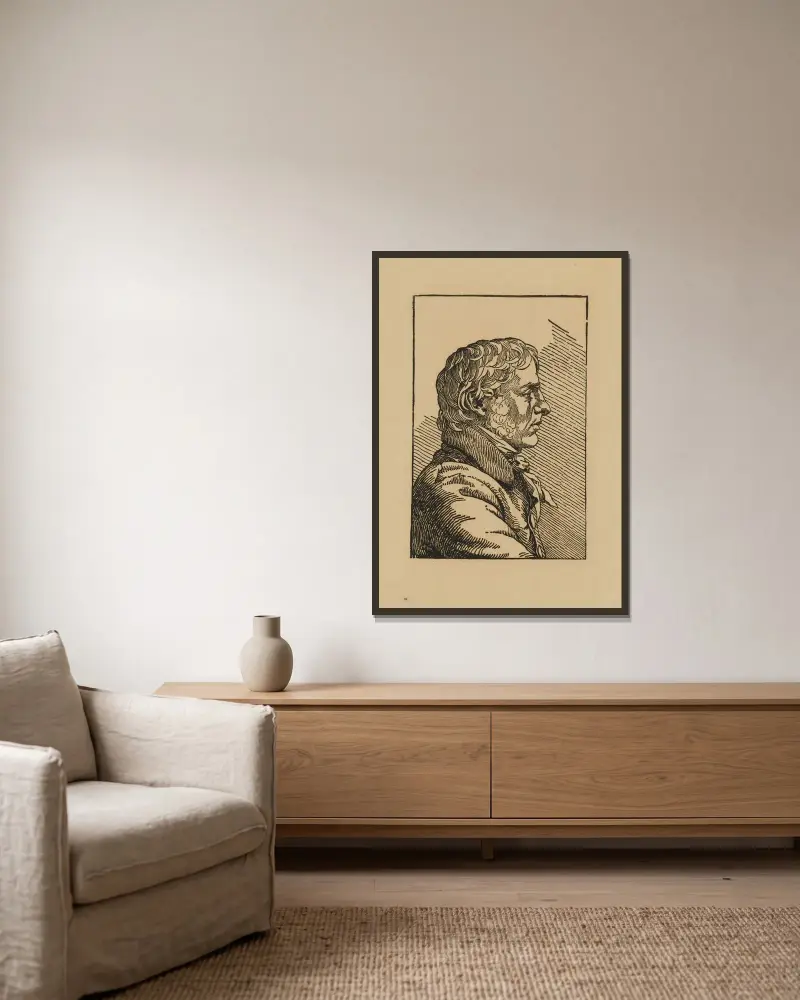 Självporträtt av Caspar David Friedrich inramad på en vägg