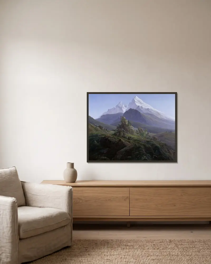 Watzmann av Caspar David Friedrich inramad på en vägg