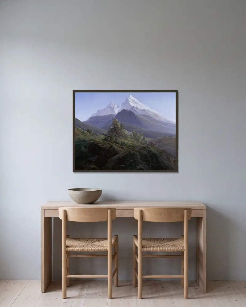 Watzmann av Caspar David Friedrich inramad på en vägg