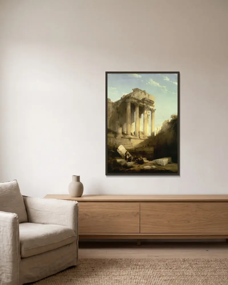 Baalbek, ruiny świątyni Bachusa, David Roberts w ramie na ścianie