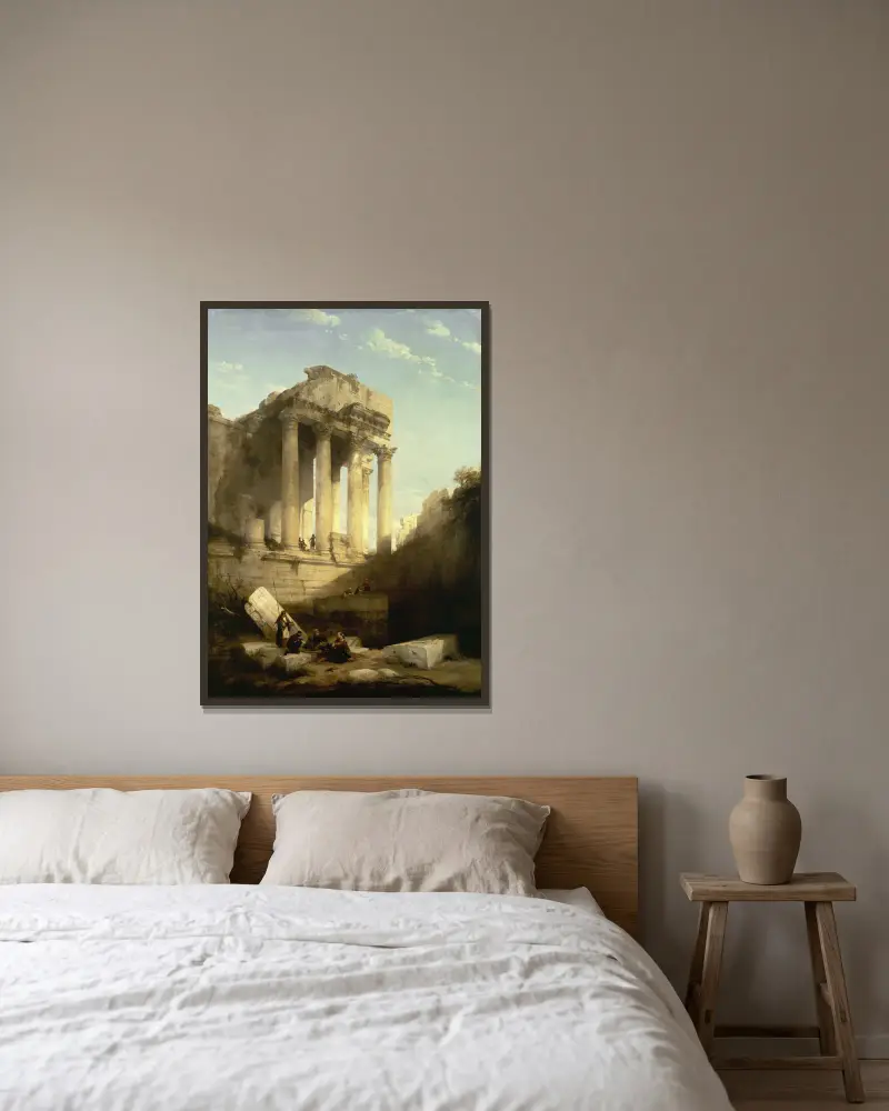 Baalbek, ruiny świątyni Bachusa, David Roberts w ramie na ścianie