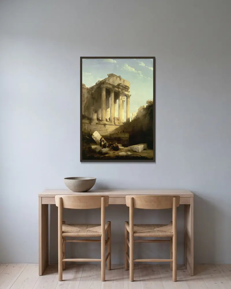 Baalbek, ruiny świątyni Bachusa, David Roberts w ramie na ścianie