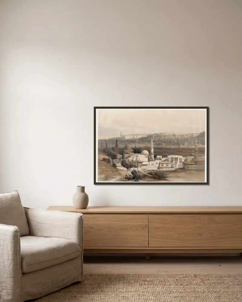 Kairo, vom Tor von Citzenib, Blick auf die Wüste von Suez von David Roberts gerahmt an einer Wand
