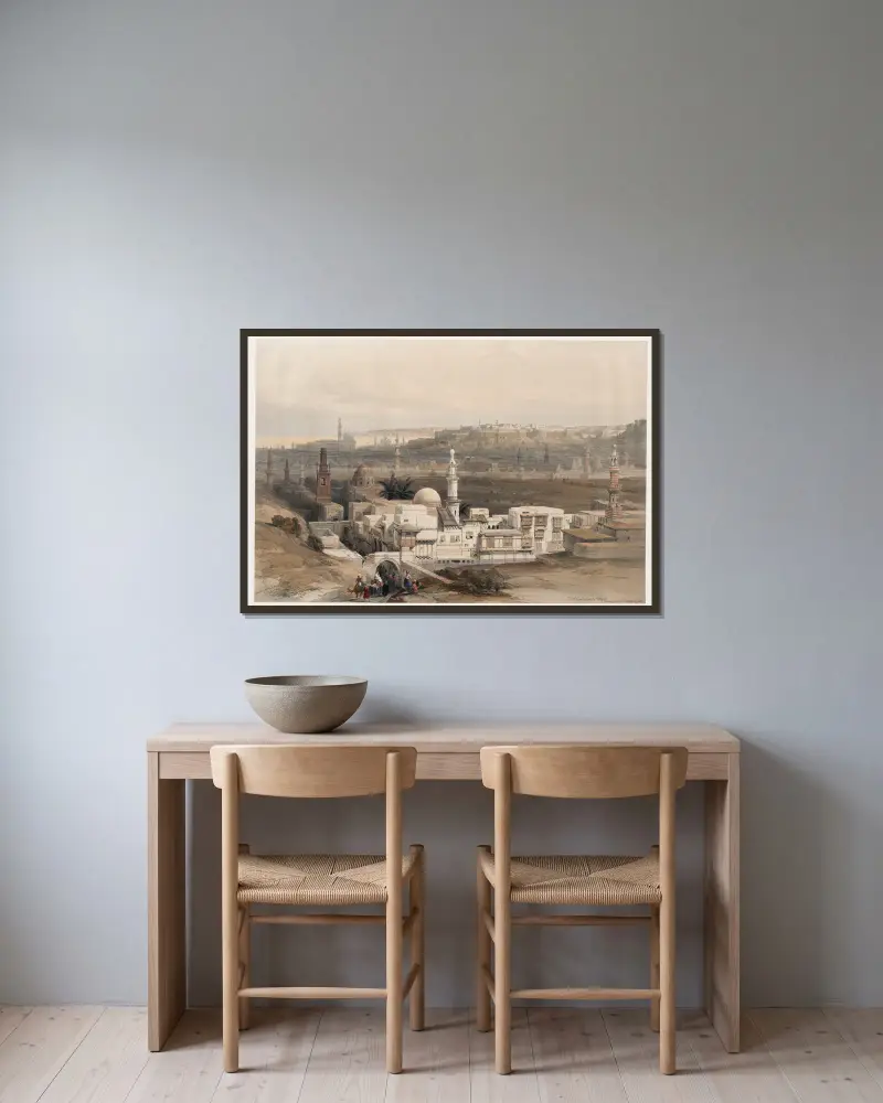 Kairo, vom Tor von Citzenib, Blick auf die Wüste von Suez von David Roberts gerahmt an einer Wand