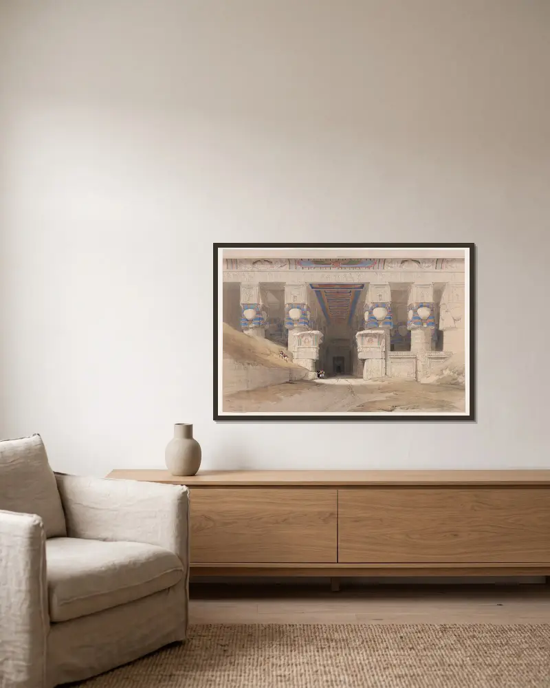 Dendera [Dandara]. Dec. 7th, 1838. av David Roberts inramad på en vägg