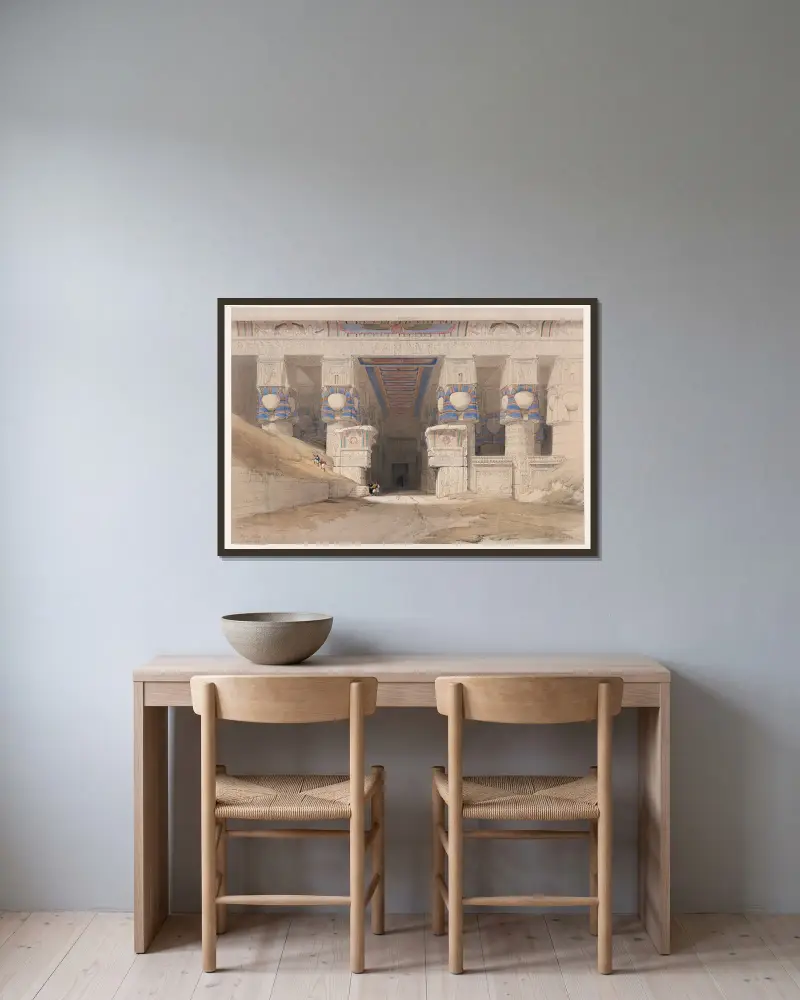 Dendera [Dandara]. Dec. 7th, 1838. av David Roberts inramad på en vägg