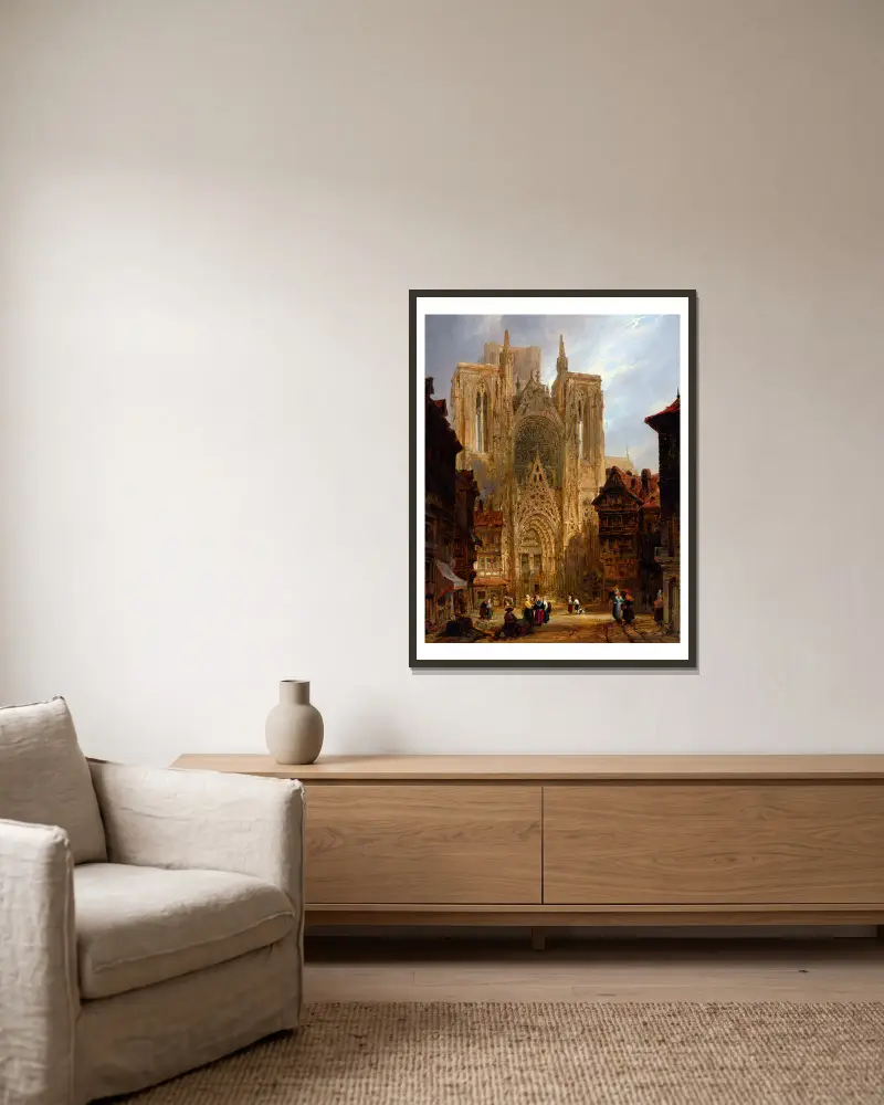 Rouen Cathedral av David Roberts inramad på en vägg