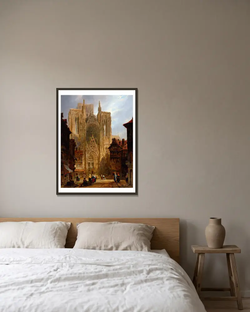 Rouen Cathedral av David Roberts inramad på en vägg