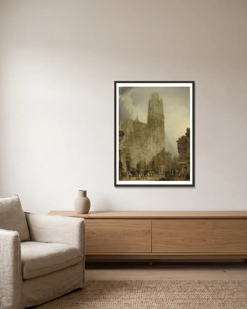 Westfassade der Kathedrale Notre-Dame, Rouen von David Roberts gerahmt an einer Wand