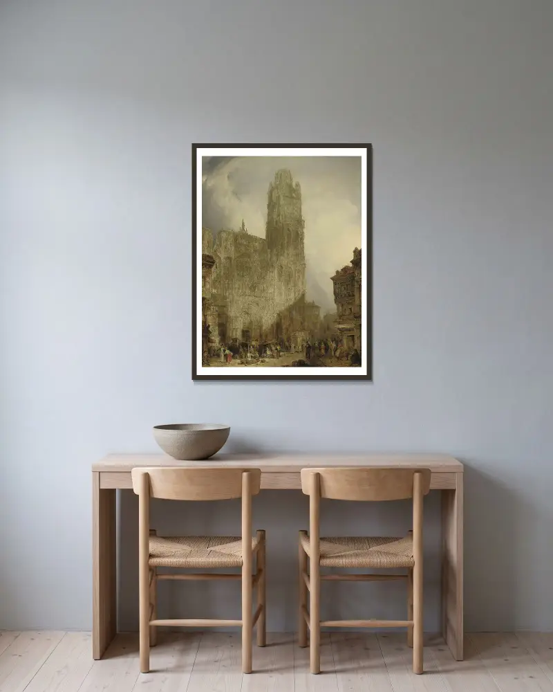 Westfassade der Kathedrale Notre-Dame, Rouen von David Roberts gerahmt an einer Wand