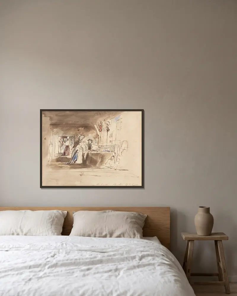 Handel in den Ladenreihen, Chester von Sir David Wilkie gerahmt an einer Wand