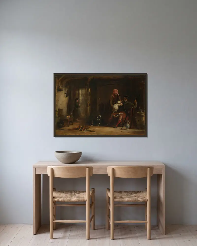 Die Hochlandfamilie von Sir David Wilkie gerahmt an einer Wand