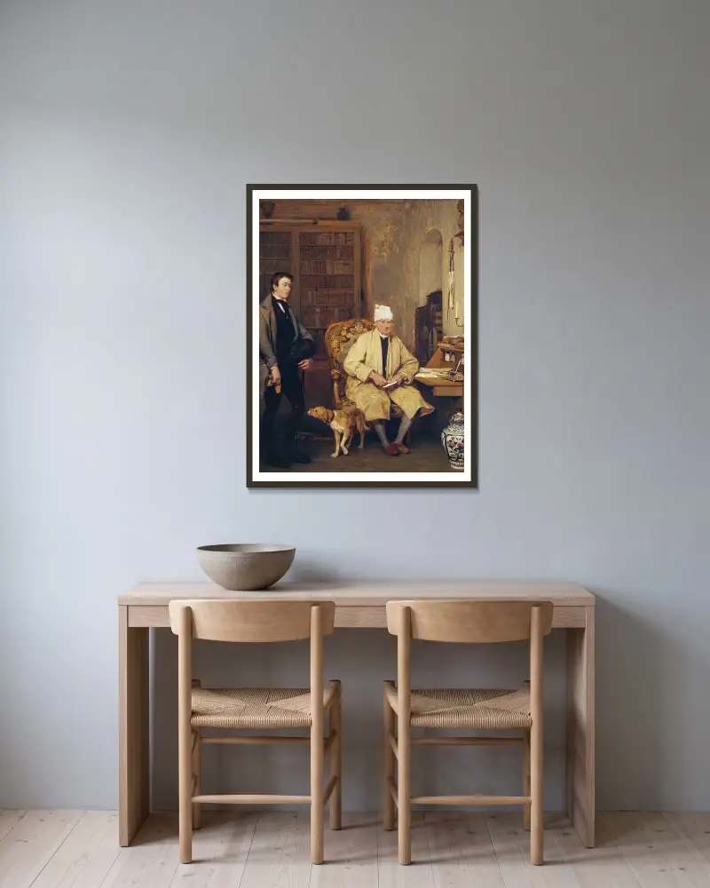 Introduktionsbrevet av Sir David Wilkie inramad på en vägg