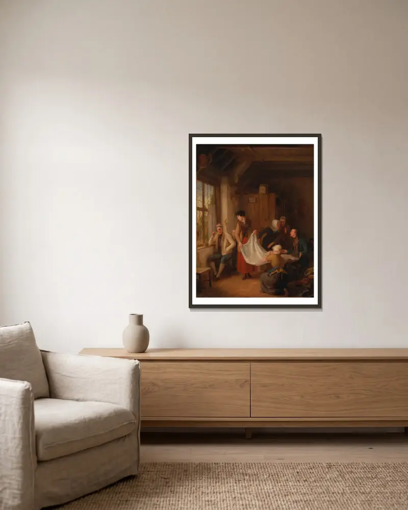 Der Hausierer von Sir David Wilkie gerahmt an einer Wand