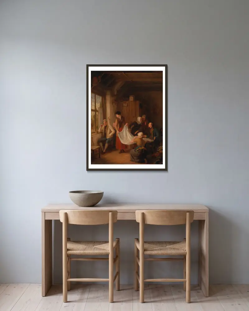 Der Hausierer von Sir David Wilkie gerahmt an einer Wand