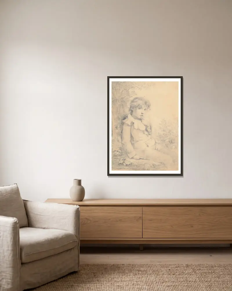 Ohne Titel [Porträt von David Frazer] von Sir David Wilkie gerahmt an einer Wand