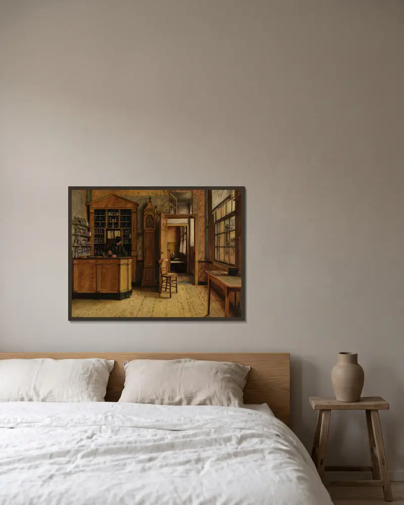 Das alte Wirtshaus 'Het Loodshuis' in Antwerpen von Henri de Braekeleer gerahmt an einer Wand