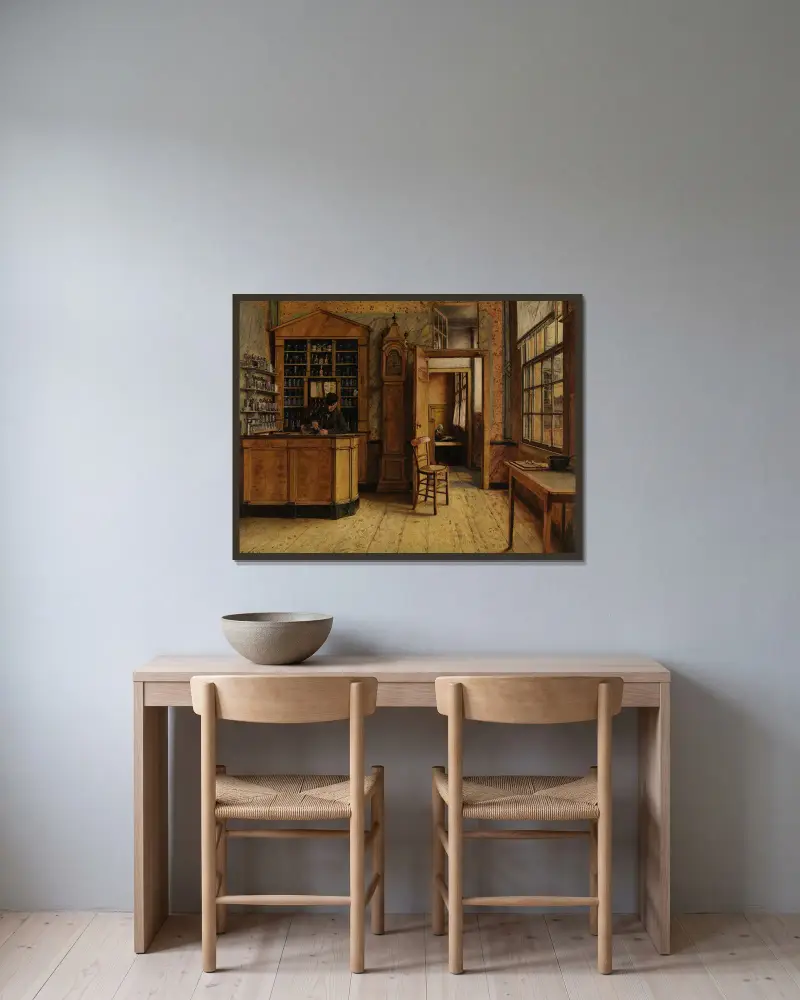 Das alte Wirtshaus 'Het Loodshuis' in Antwerpen von Henri de Braekeleer gerahmt an einer Wand