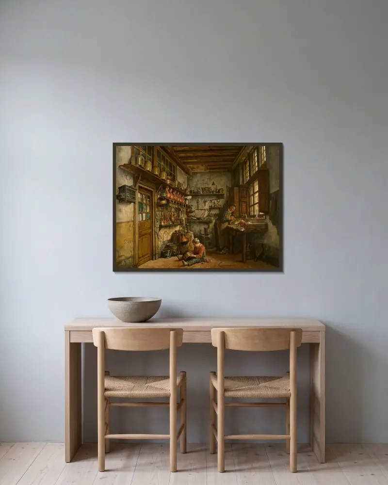Kittelflickaren, Henri de Braekeleer v rámu na stěně
