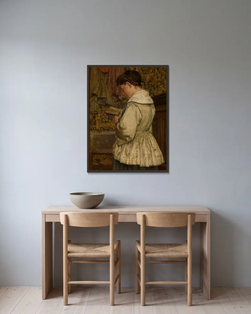 Woman Reading, 1872 av Henri de Braekeleer inramad på en vägg