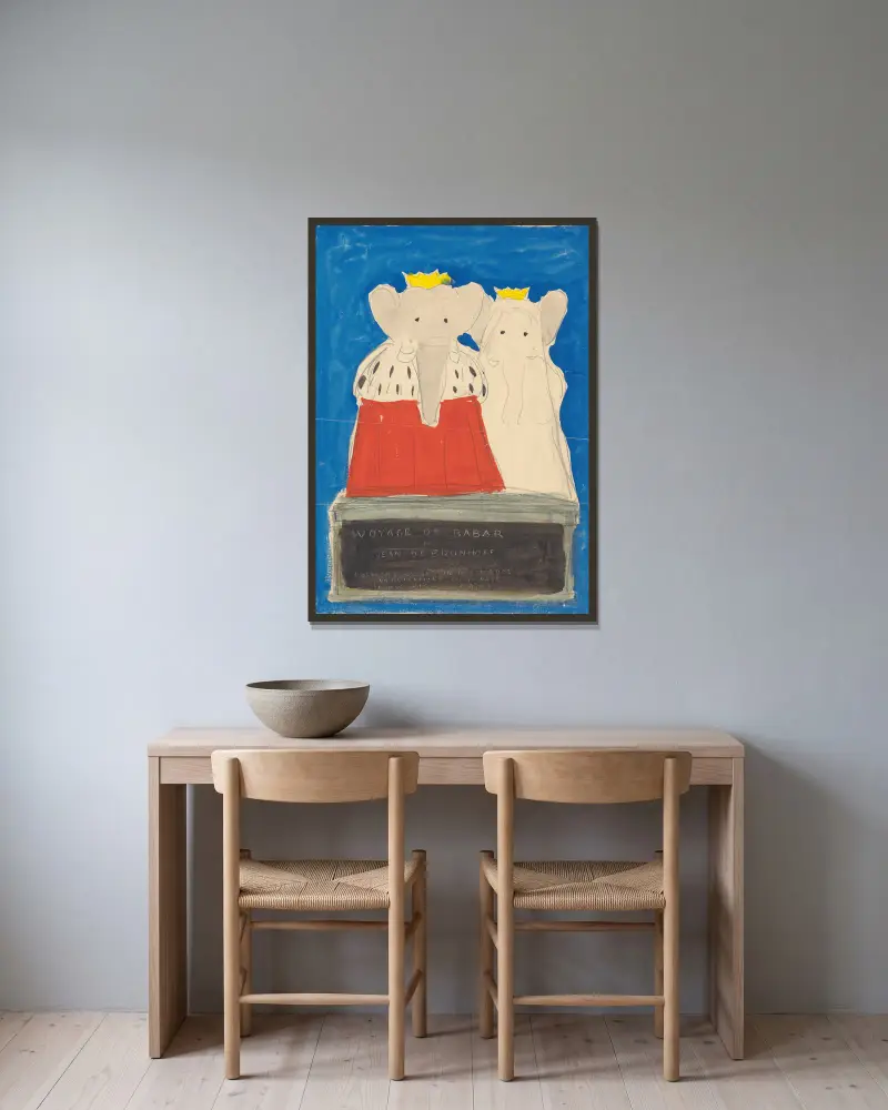 Le voyage de Babar Pl.01 av Jean de Brunhoff inramad på en vägg