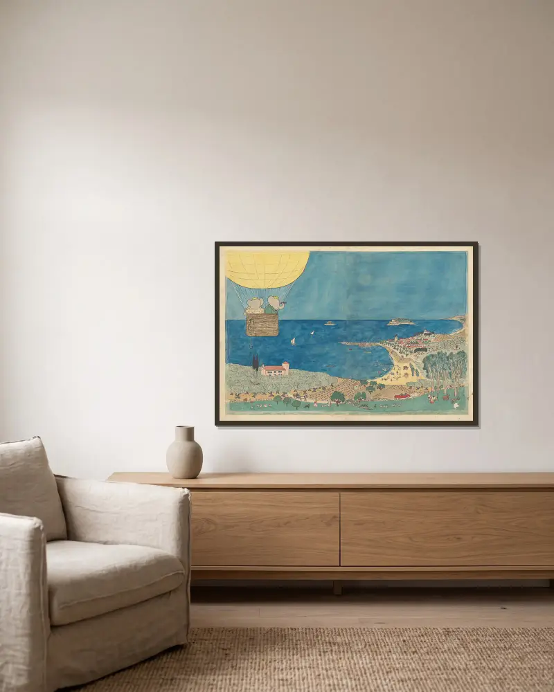 Babar reist von Jean de Brunhoff gerahmt an einer Wand