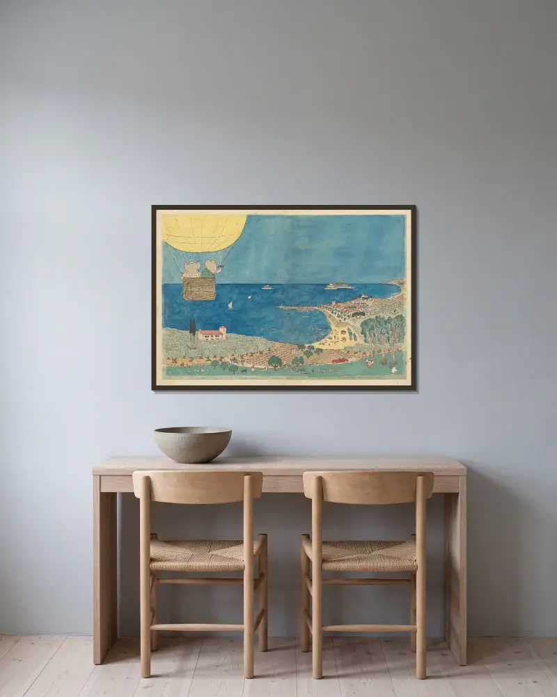 Babar reist von Jean de Brunhoff gerahmt an einer Wand