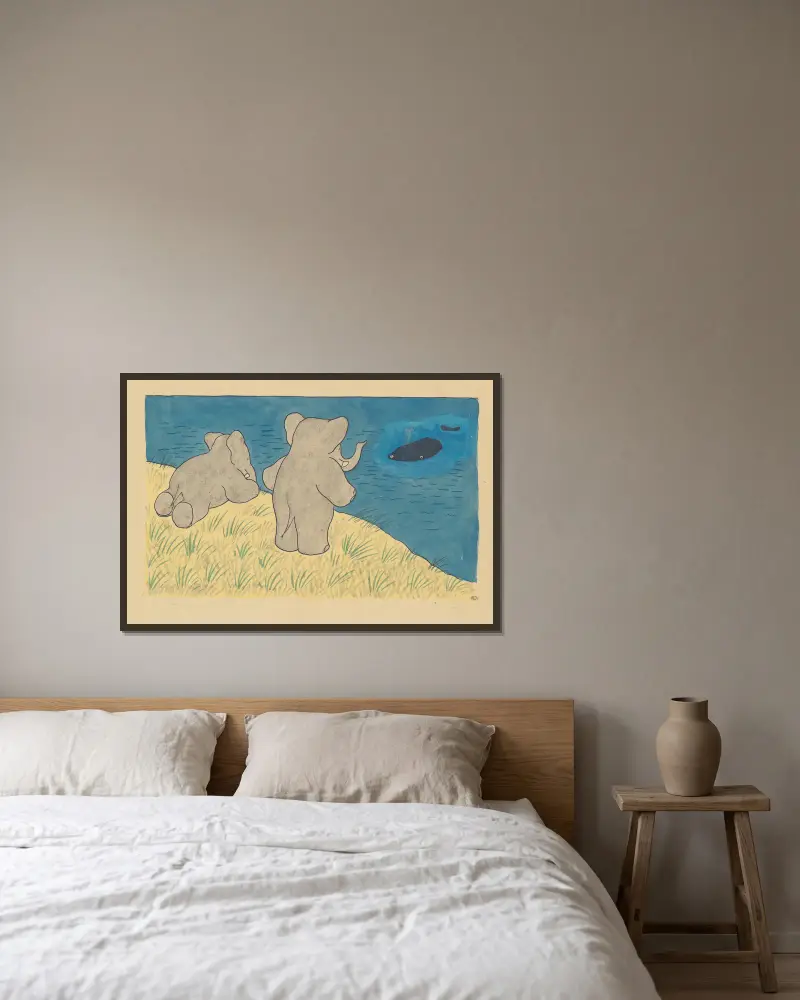 Le voyage de Babar Pl.06 av Jean de Brunhoff inramad på en vägg