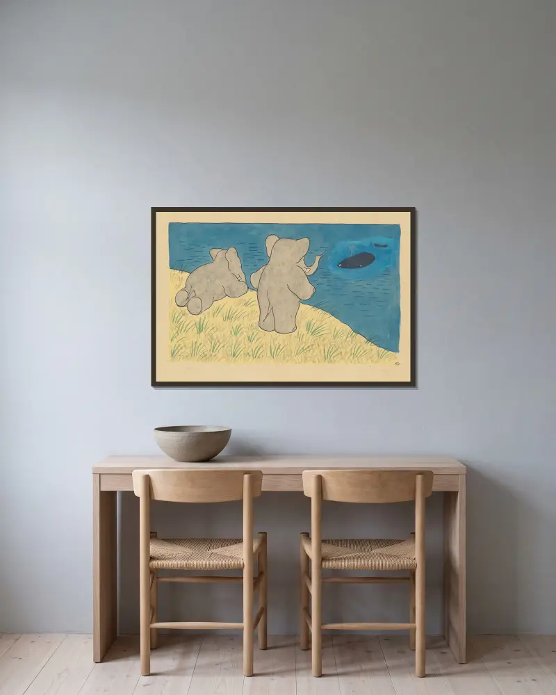 Le voyage de Babar Pl.06 av Jean de Brunhoff inramad på en vägg
